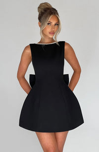 Etiennette | Women's Sleeveless Wedding Guest Mini Dress in Black