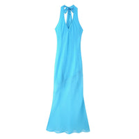 Etiennette | Women's Ruffle Elegant Maxi Dress in Blue
