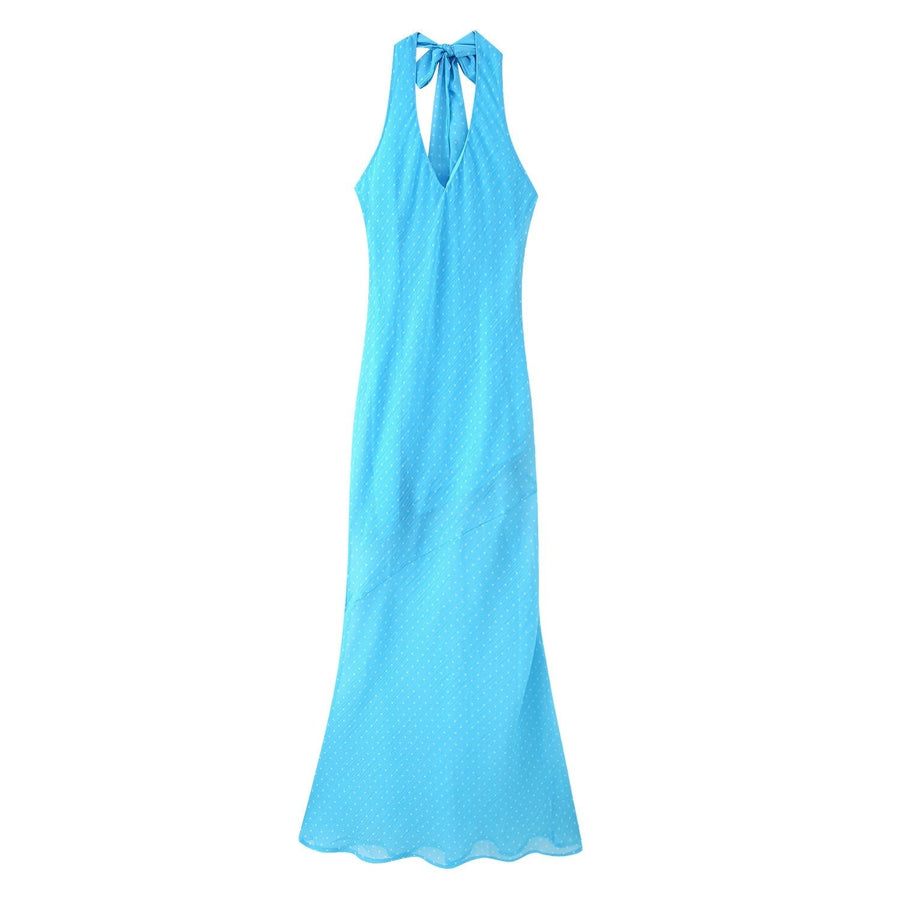 Etiennette | Women's Ruffle Elegant Maxi Dress in Blue