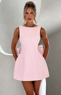 Etiennette | Women's Sleeveless Wedding Guest Mini Dress in Pink