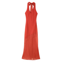 Etiennette | Women's Ruffle Elegant Maxi Dress in Red