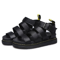 Etta | Women's Triple Strap Platform Ankle Buckle Sandals in Black