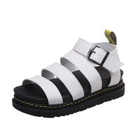 Etta | Women's Triple Strap Platform Ankle Buckle Sandals in White