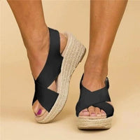 Eudocia | Women's Closed Toe Lightweight Wedge Sandals in Black