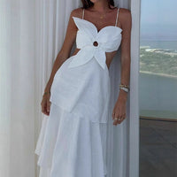 Eudocia | Women's Ruffle Maxi Dress in White