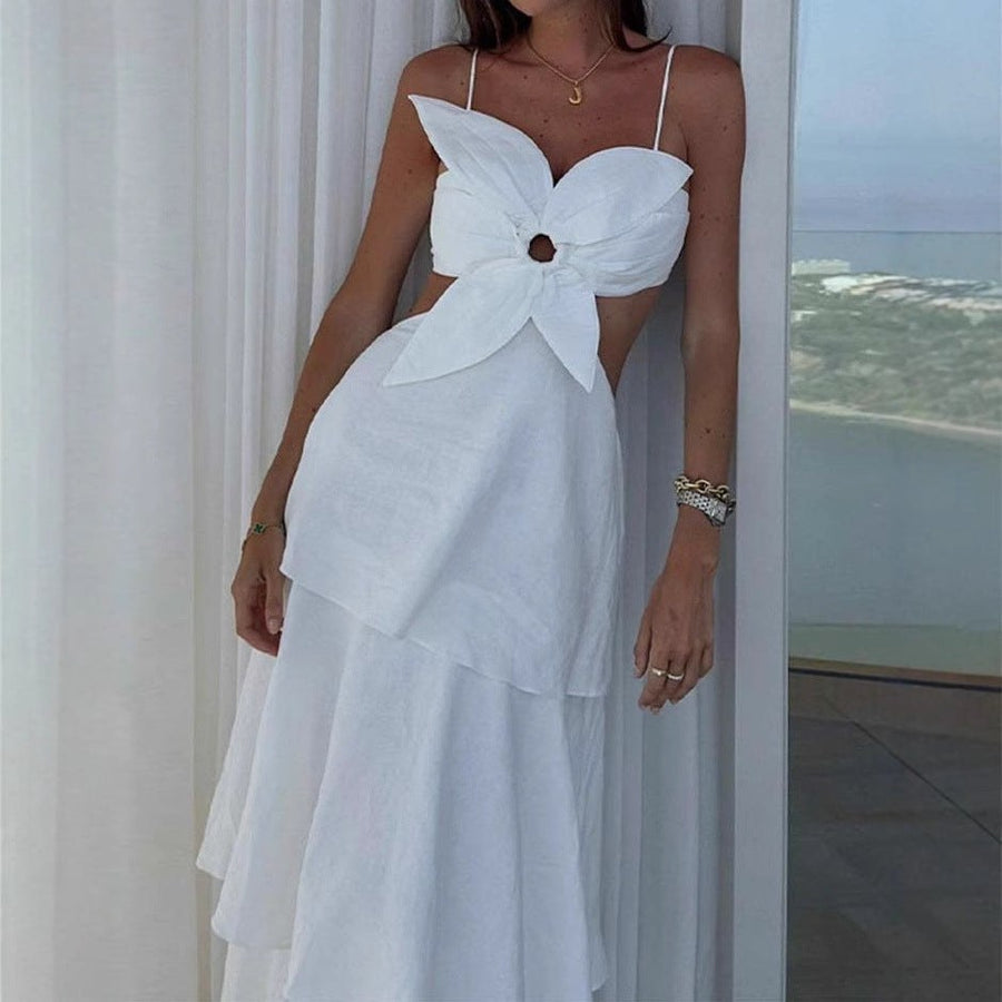 Eudocia | Women's Ruffle Maxi Dress in White