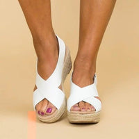 Eudocia | Women's Closed Toe Lightweight Wedge Sandals in White