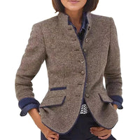 Eulalia | Women's Stand Collar Pockets Elegant Blazer
