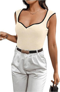 Eulalia | Women's V-Neck Bodycon Top in Apricot