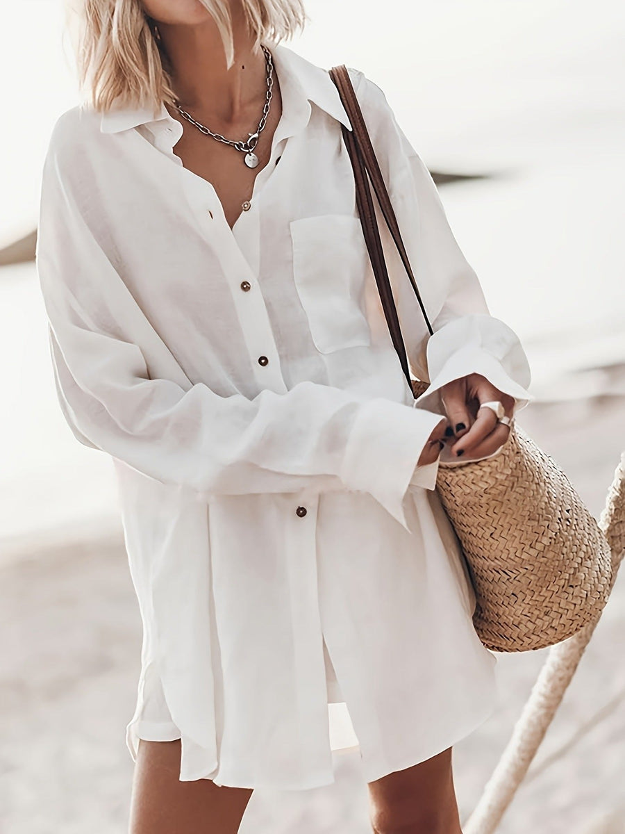Eunice | Women's Oversized Casual Blouse in White