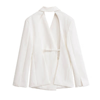 Eunice | Women's Pockets Elegant Modern Blazer in White