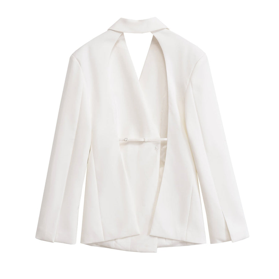 Eunice | Women's Pockets Elegant Modern Blazer in White