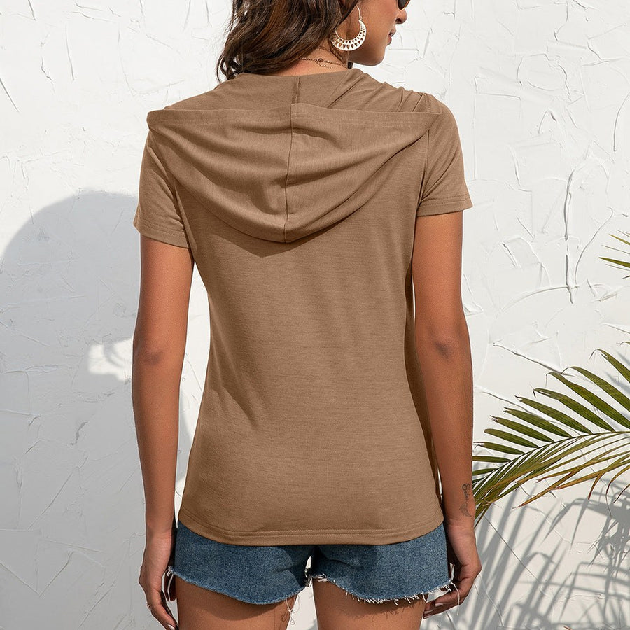 Euphrasia | Women's Zip Short Sleeve Pockets Top