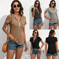 Euphrasia | Women's Zip Short Sleeve Pockets Top