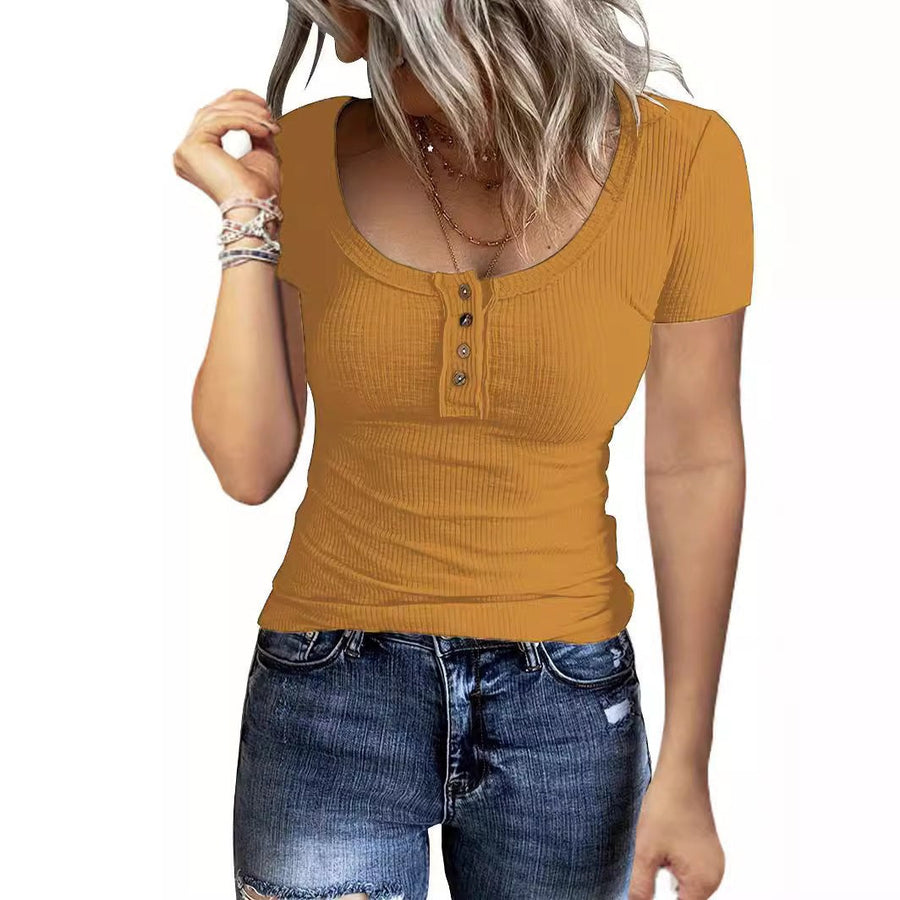 Eustacia | Women's Button-Front Short Sleeve Top