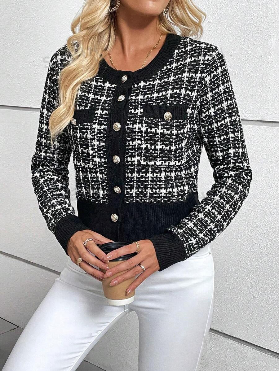 Eva | Women's Textured Elegant Cardigan in Black