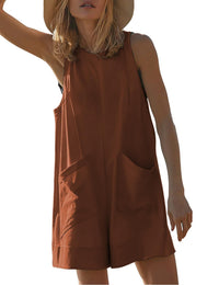 Eva | Women's Pockets Casual Jumpsuit in Dark Brown