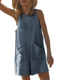 Eva | Women's Pockets Casual Jumpsuit in Meer Blue