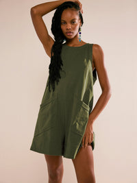 Eva | Women's Pockets Casual Jumpsuit in Olive Green