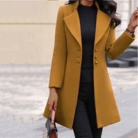 Evangeline | Women's Button Detail Elegant Coat in Yellow