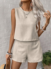 Eve | Women's Sleeveless Casual Two-Piece Set in Apricot
