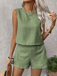 Eve | Women's Sleeveless Casual Two-Piece Set in Matcha