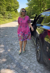Evelina | Women's Casual Dress in Magenta