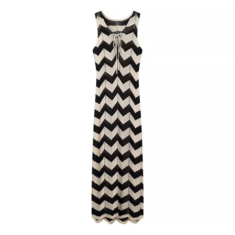 Eveline | Women's Elegant Maxi Dress in Black White
