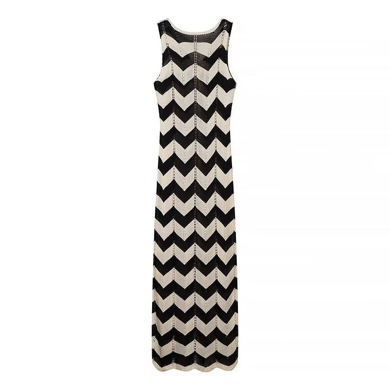 Eveline | Women's Elegant Maxi Dress in Black White