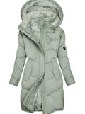 Evelyn | Women's Long Quilted Hooded Fleece-Lined Winter Coat – Quilted Jacket