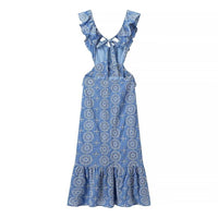 Everild | Women's Ruffle Detail Floral Maxi Dress in Blue