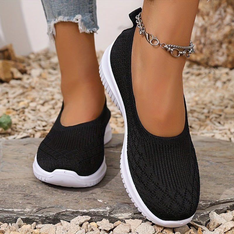 Fabienne | Women's Knit Upper Closed Toe Slip on Shoes in Black