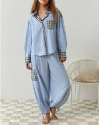 Fanny | Women's Plaid Soft Casual Blanket in Sky Blue