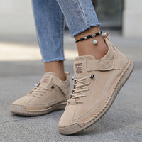 Farida | Women's Low Cut Lace-Up Design Sneakers in Beige