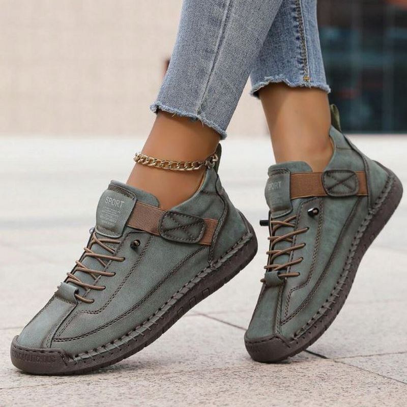 Farida | Women's Low Cut Lace-Up Design Sneakers in Gray