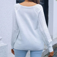 Farida | Women's Button Detail Elegant Sweater in White