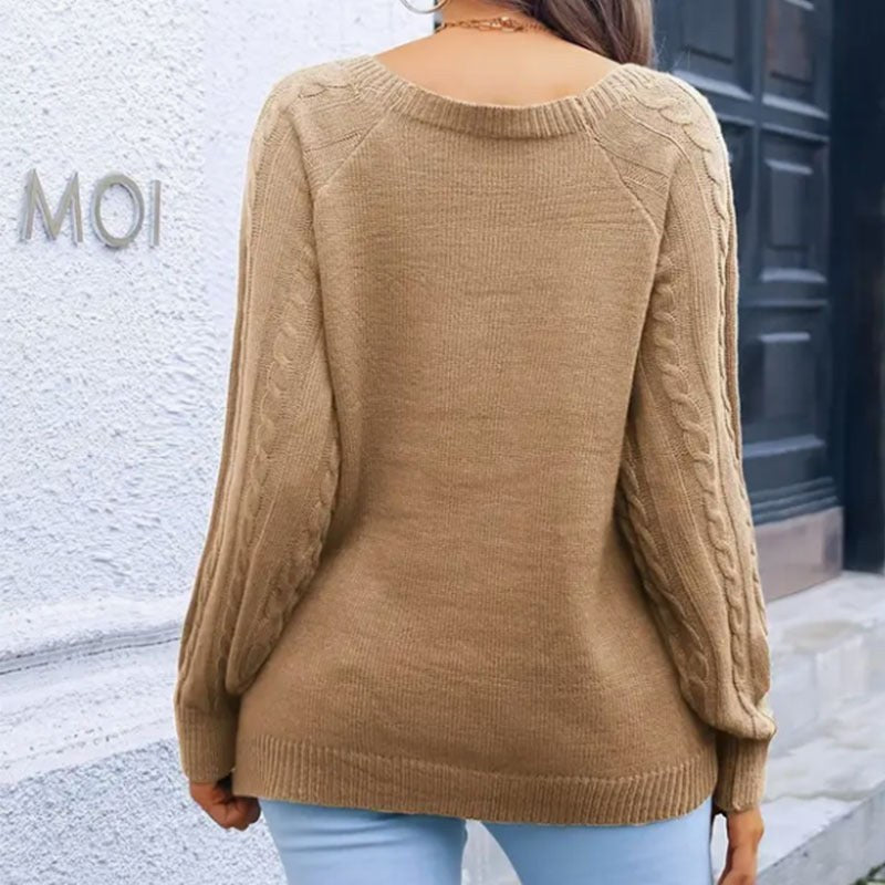 Farida | Women's Button Detail Elegant Sweater in White