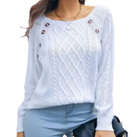 Farida | Women's Button Detail Elegant Sweater in White