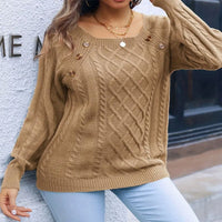 Farida | Women's Button Detail Elegant Sweater in White
