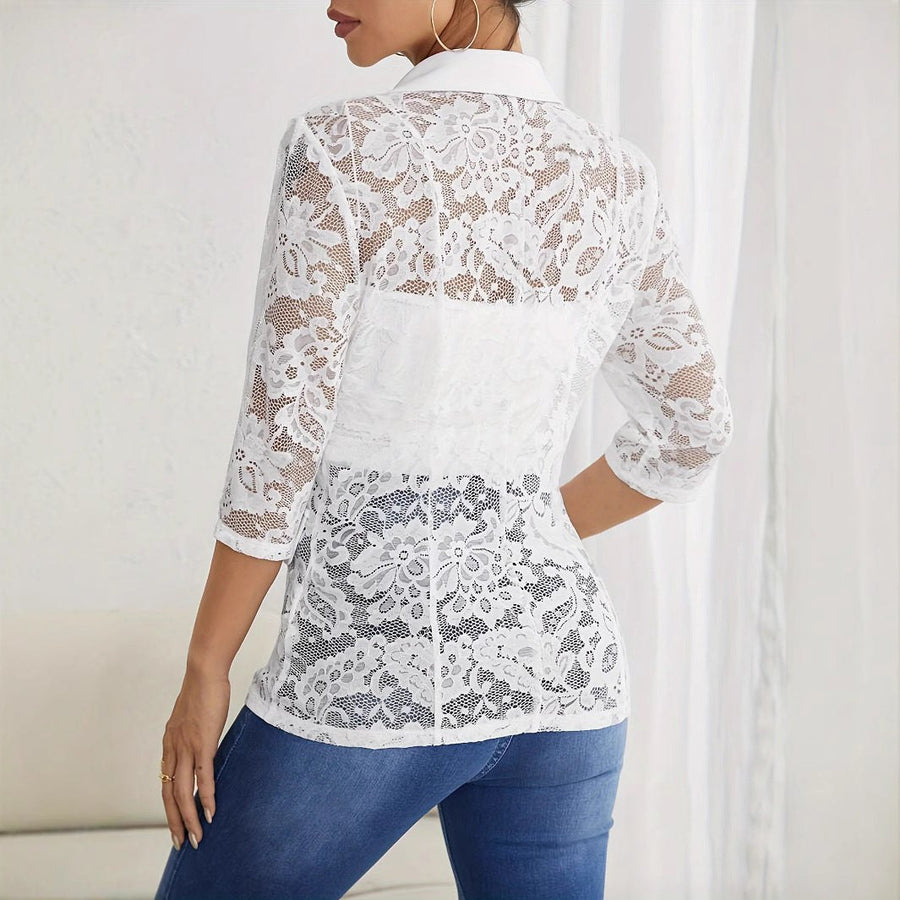 Fausta | Women's Sheer Lace Elegant Blazer