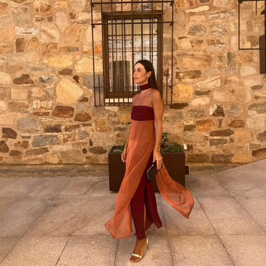 Faustina | Women's Flowing Chic Maxi Dress in Red