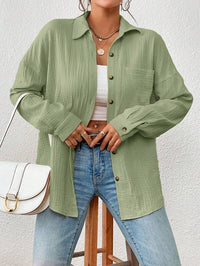 Fay | Women's Button-Front Casual Shirt in Light Green