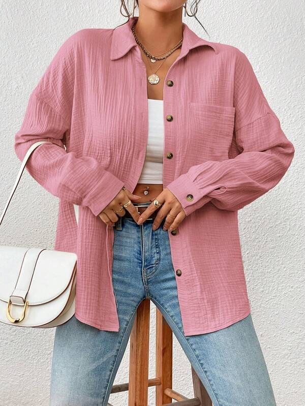Fay | Women's Button-Front Casual Shirt in Pink