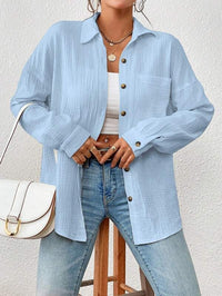 Fay | Women's Button-Front Casual Shirt in Sky Blue