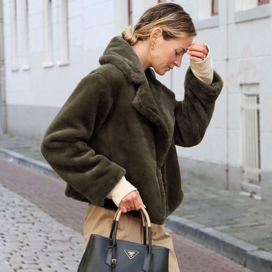 Felicienne | Women's Cozy Fleece Jacket in Olive Green