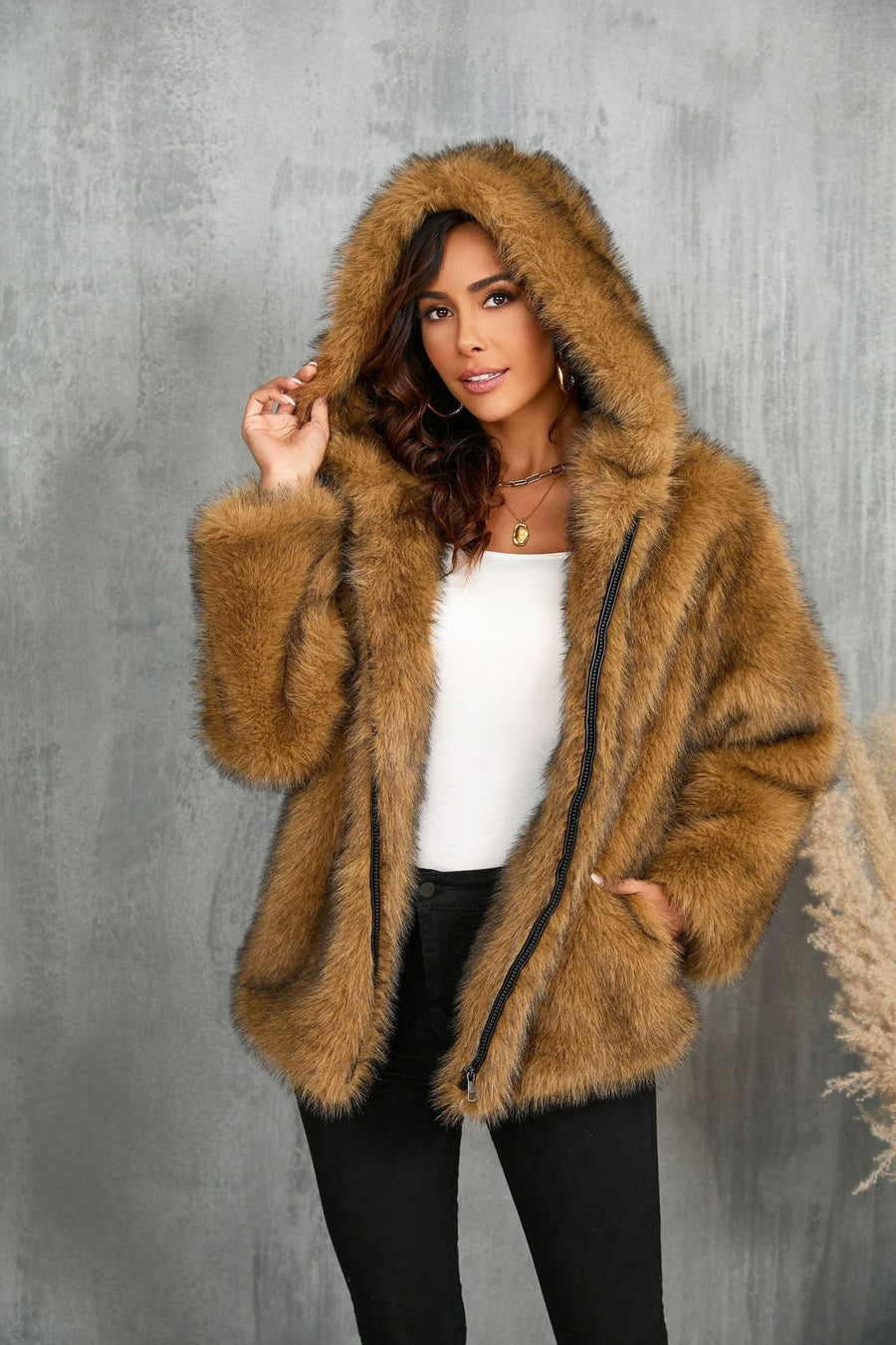 Felicula | Women's Cozy Hooded Jacket in Beige