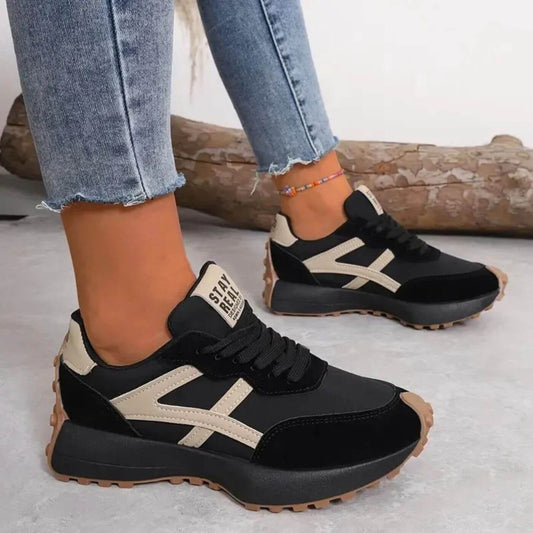 Felipa | Women's Panel Upper Design Sneakers in Black A