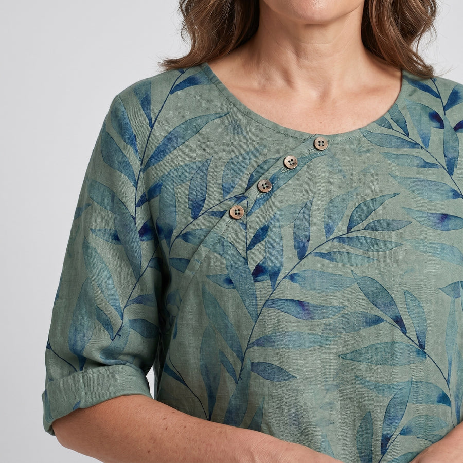 Fenella | Women's Printed Asymmetric Button Blouse