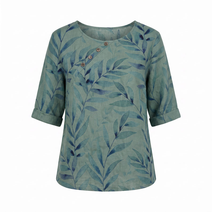 Fenella | Women's Printed Asymmetric Button Blouse