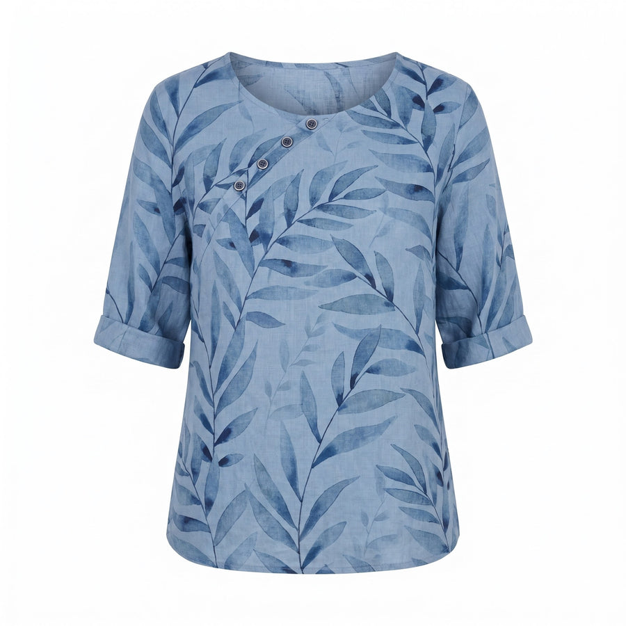 Fenella | Women's Printed Asymmetric Button Blouse